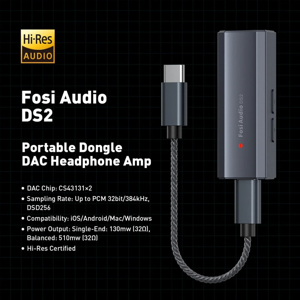 Fosi Audio DS2 MK2 2024 USB-hodetelefonforsterker