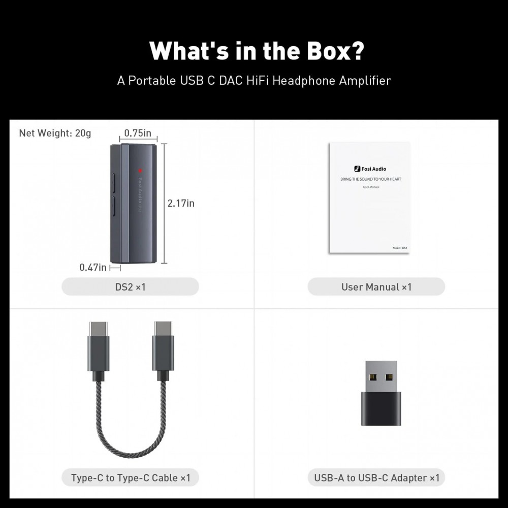 Fosi Audio DS2 MK2 2024 USB-hodetelefonforsterker