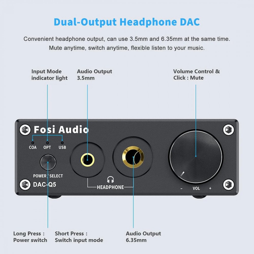 Fosi Audio Q5 DAC og hodetelefonforsterker